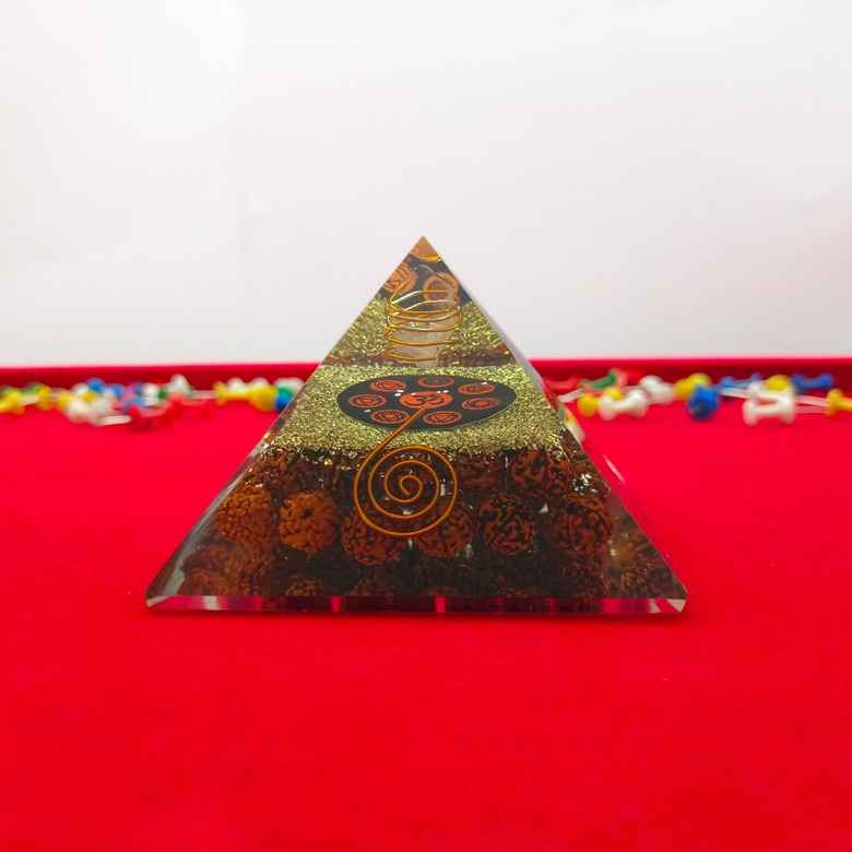 Om Orgone Pyramid with Rudraksha Beads - Image 6