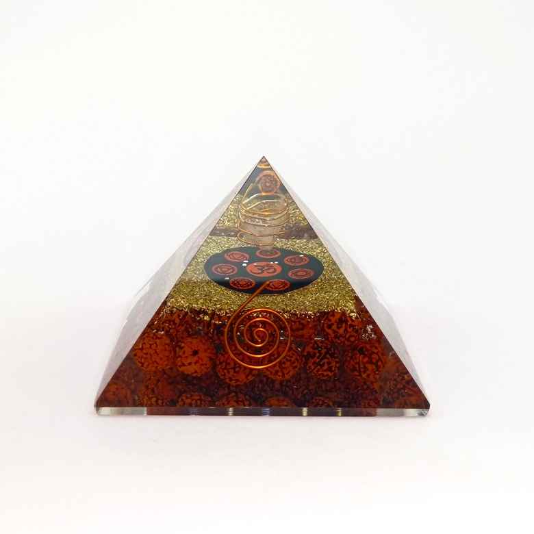 Om Orgone Pyramid with Rudraksha Beads - Image 8