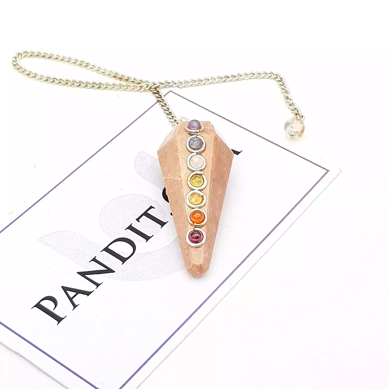 Peach Moonstone 7 Chakra Dowsing Pendulum - Detect Energy - Image 3