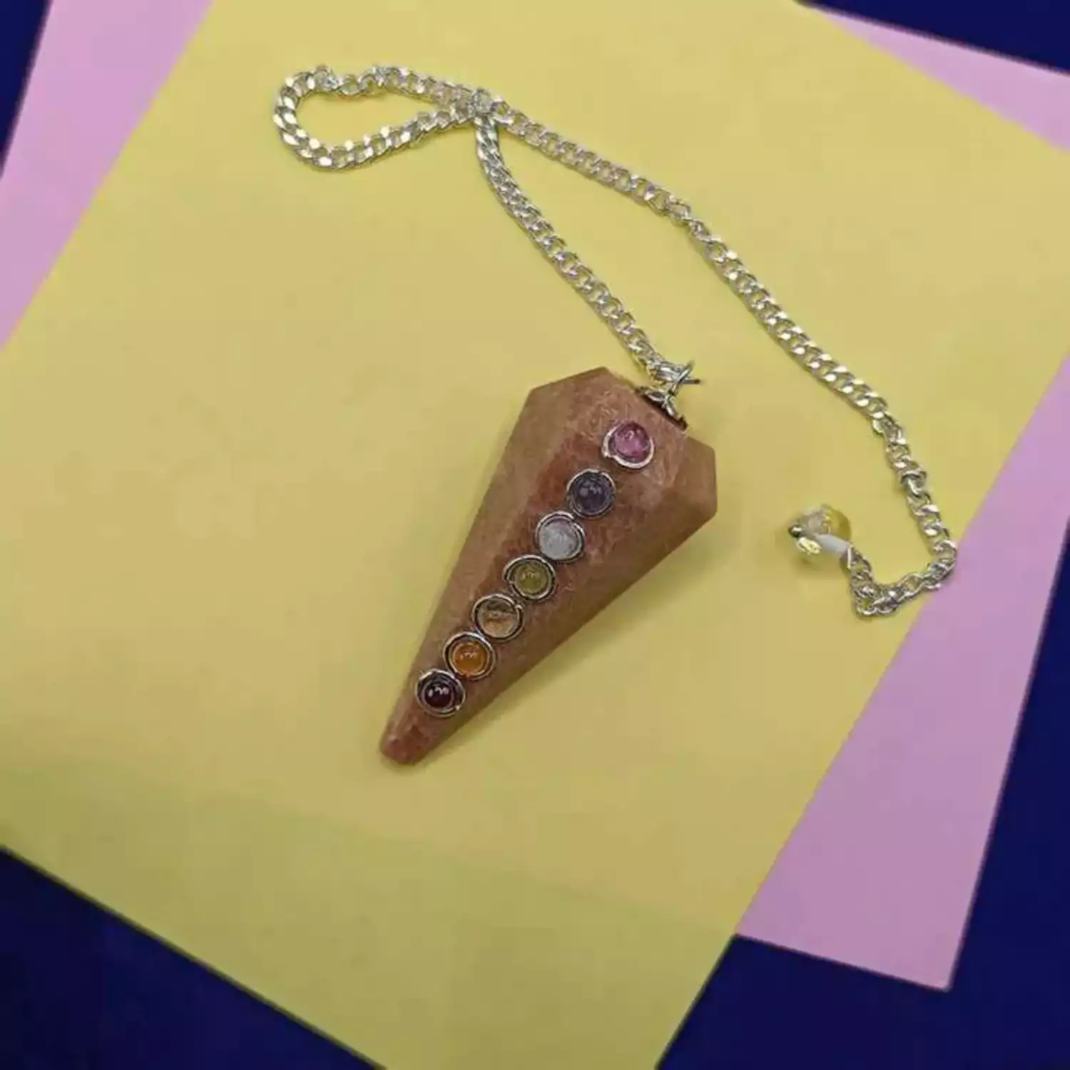 Peach Moonstone 7 Chakra Dowsing Pendulum - Detect Energy - Image 4