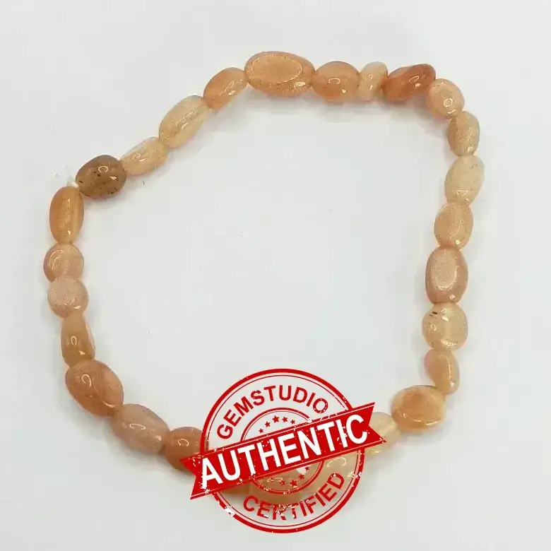Peach Moonstone Tumble Bracelet - To Calm Anxiety & Worries - Image 5