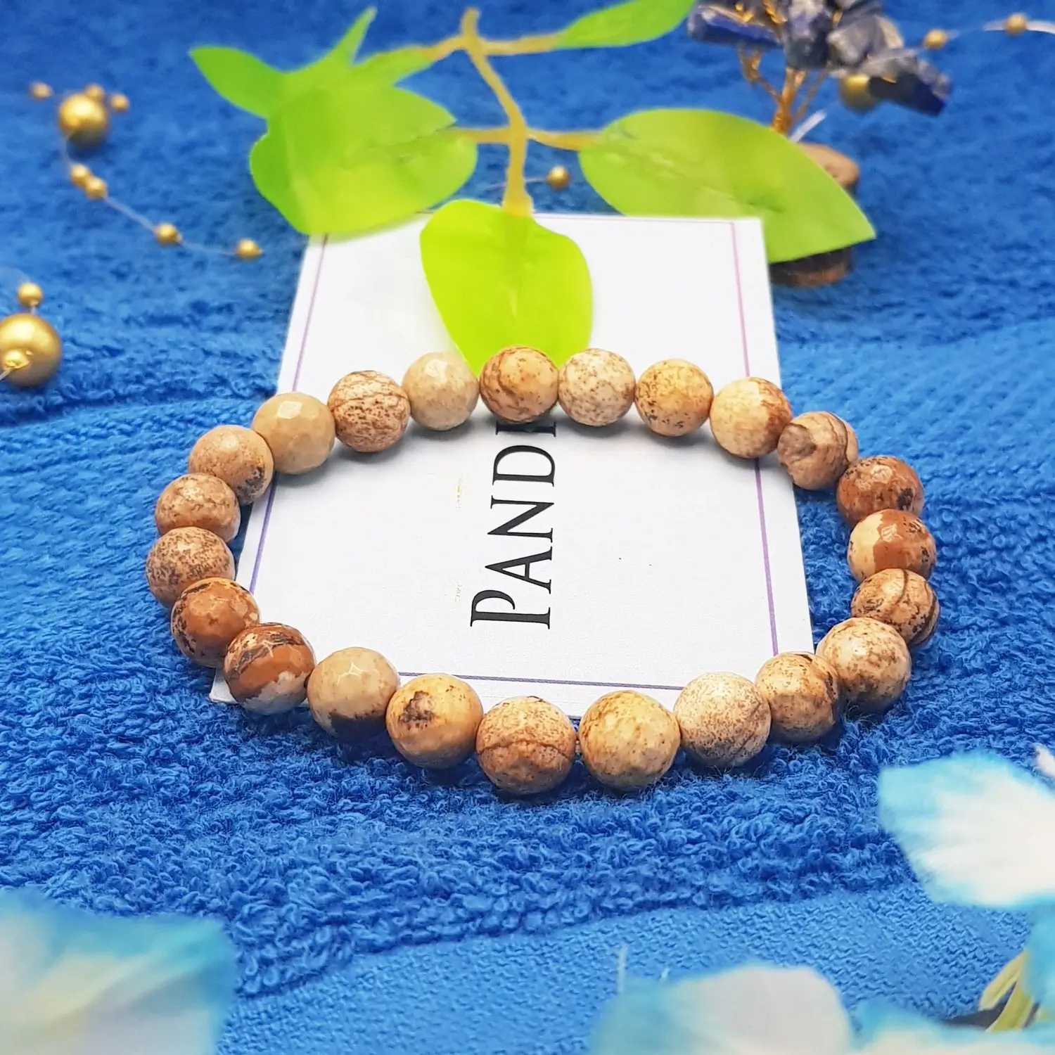 Picture Jasper Diamond Cut Bracelet - To Leave Bad Habits