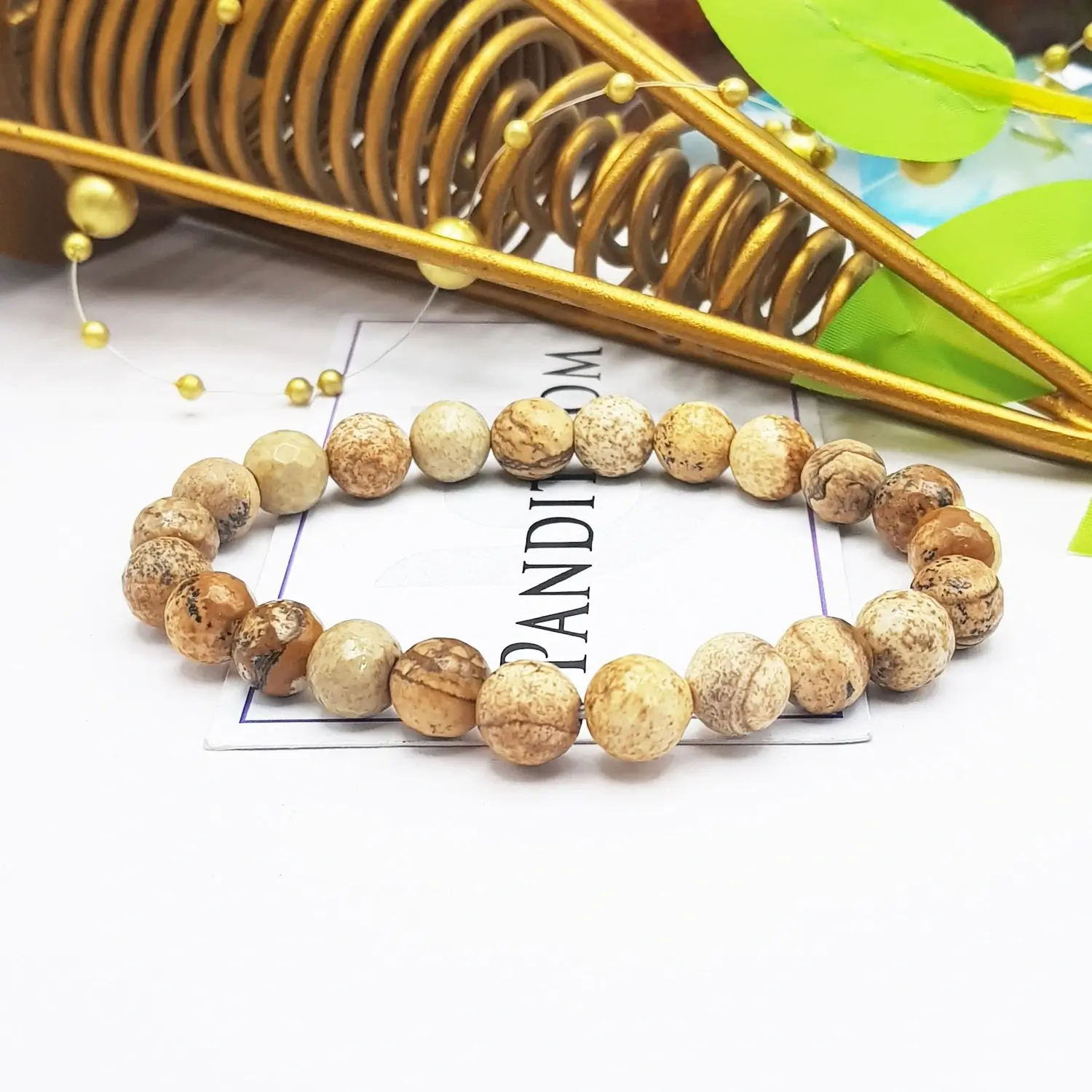 Picture Jasper Diamond Cut Bracelet - To Leave Bad Habits - Image 2