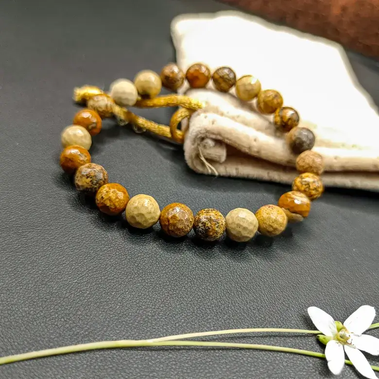 Picture Jasper Diamond Cut Bracelet - To Leave Bad Habits - Image 4