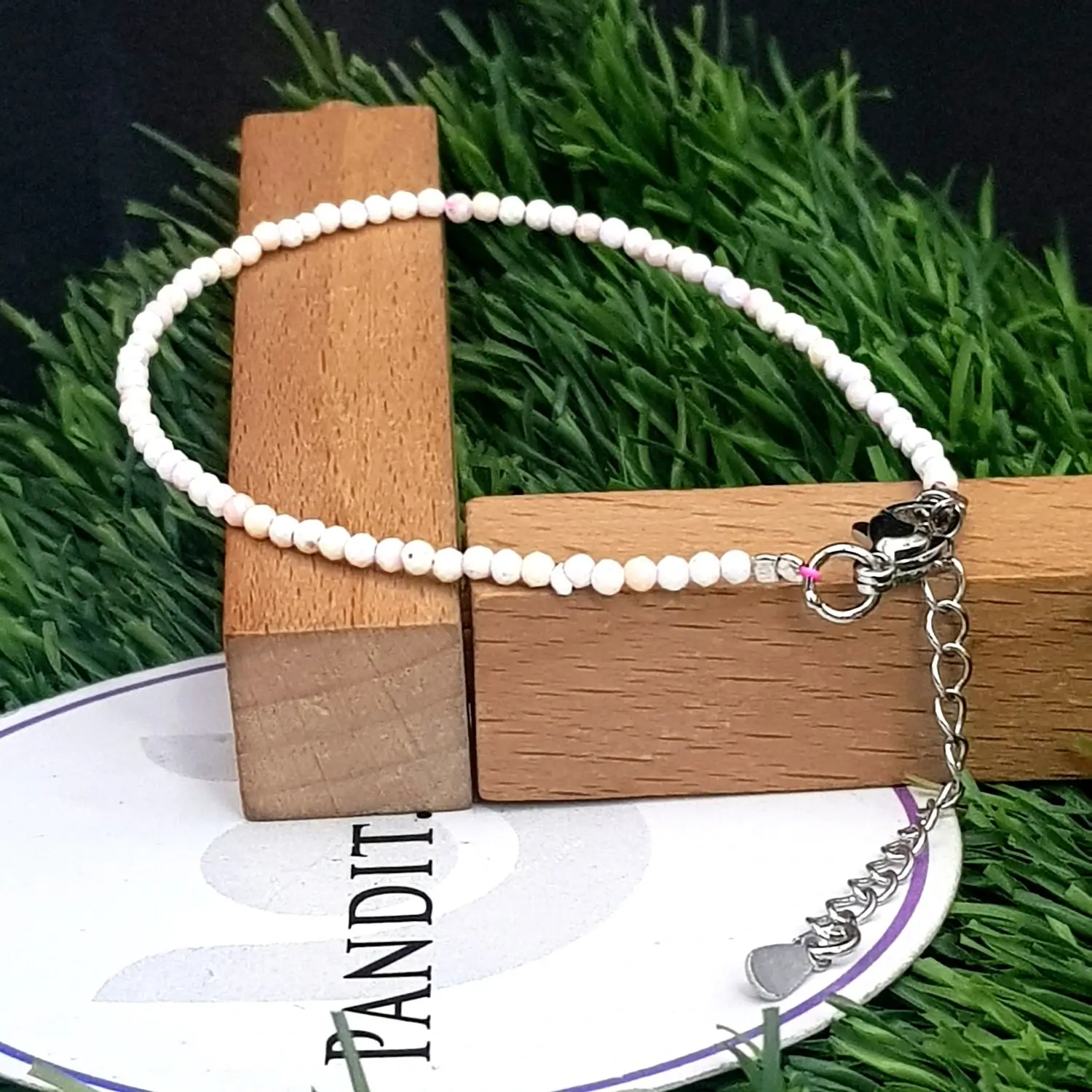 Pink Opal Adjustable Diamond Cut Bracelet