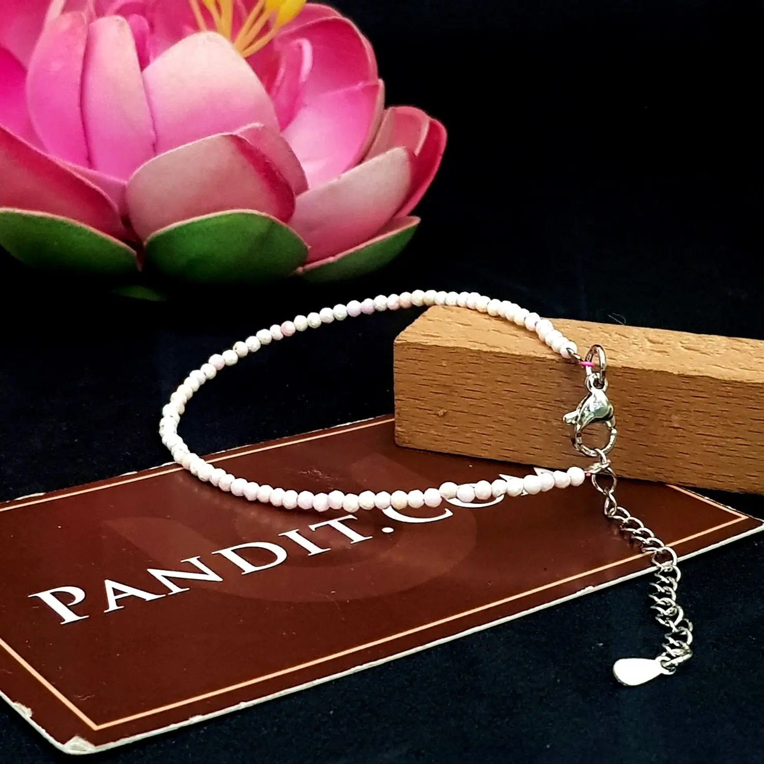 Pink Opal Adjustable Diamond Cut Bracelet - Image 2