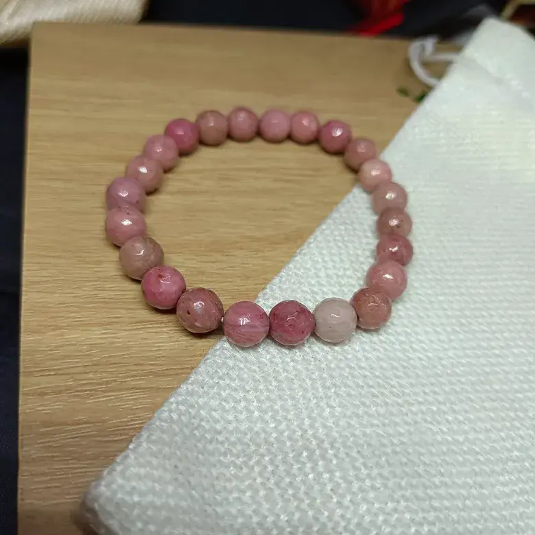 Pink Rhodonite Diamond Cut Bracelet - To Improve Personality - Image 4
