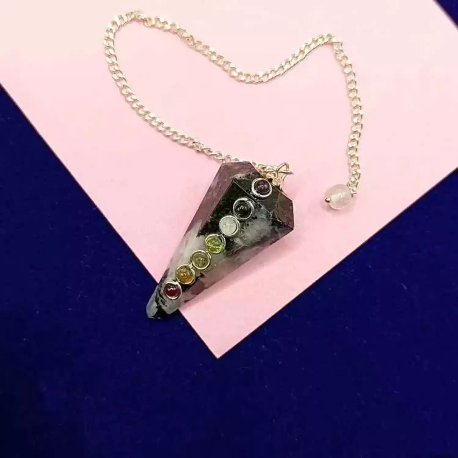 Rainbow Moonstone 7 Chakra Dowsing Pendulum - To Balance energy - Image 4