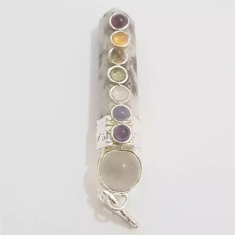 Rainbow Moonstone 7 Chakra Pendant - Image 6