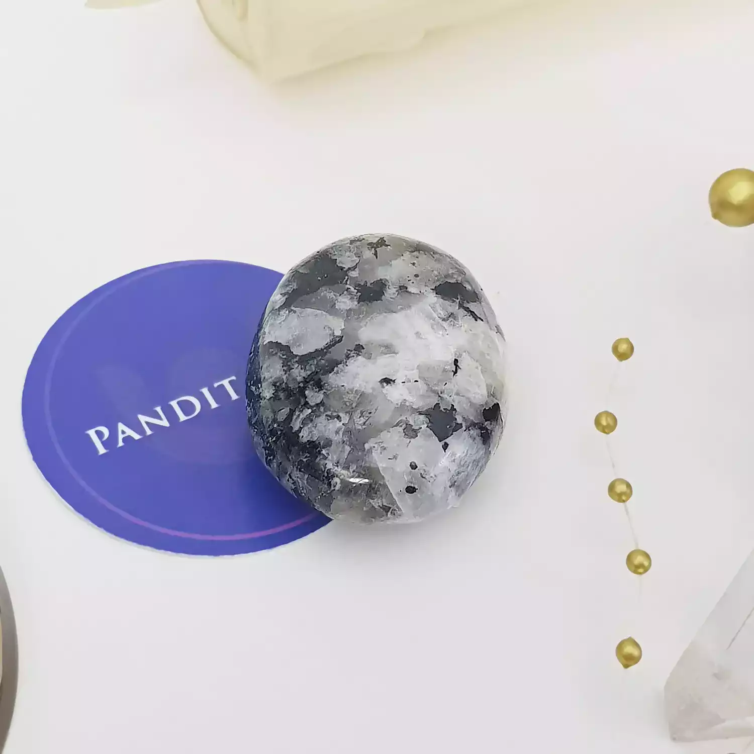 Rainbow Moonstone Healing Crystal Palm Stone - Image 3