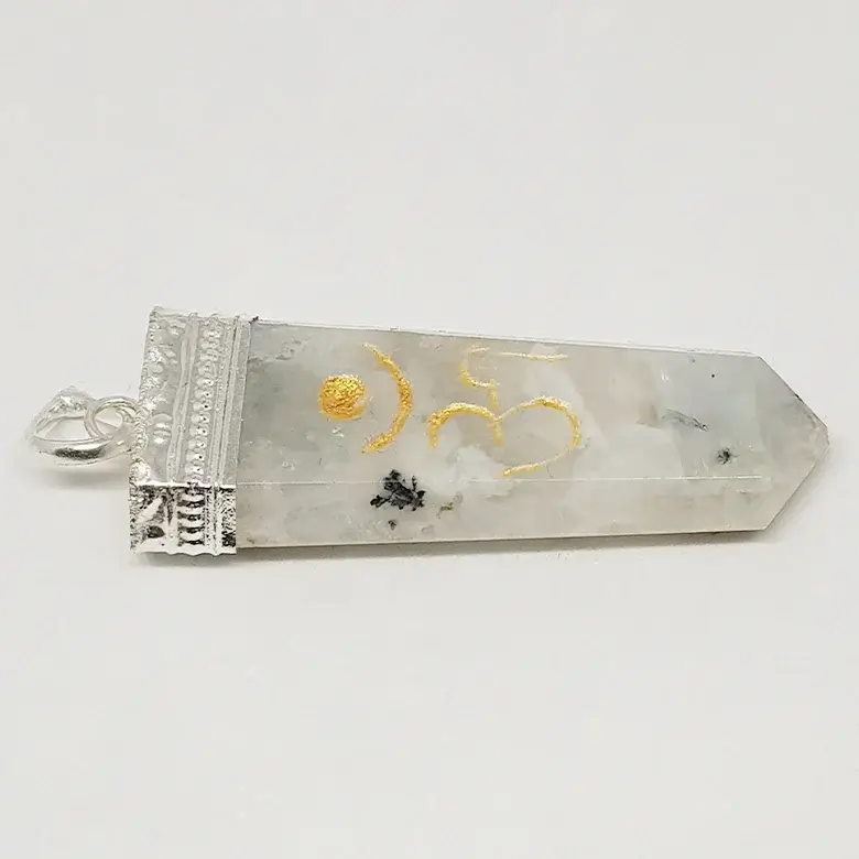 Rainbow Moonstone Om Pencil Pendant - Image 6