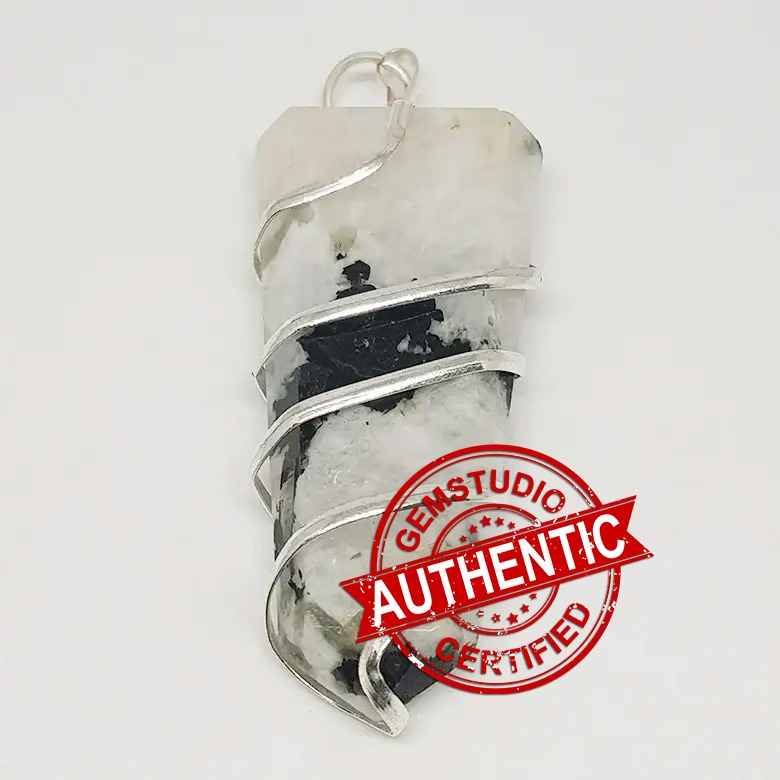 Rainbow Moonstone Spiral Pencil Pendant - Image 4