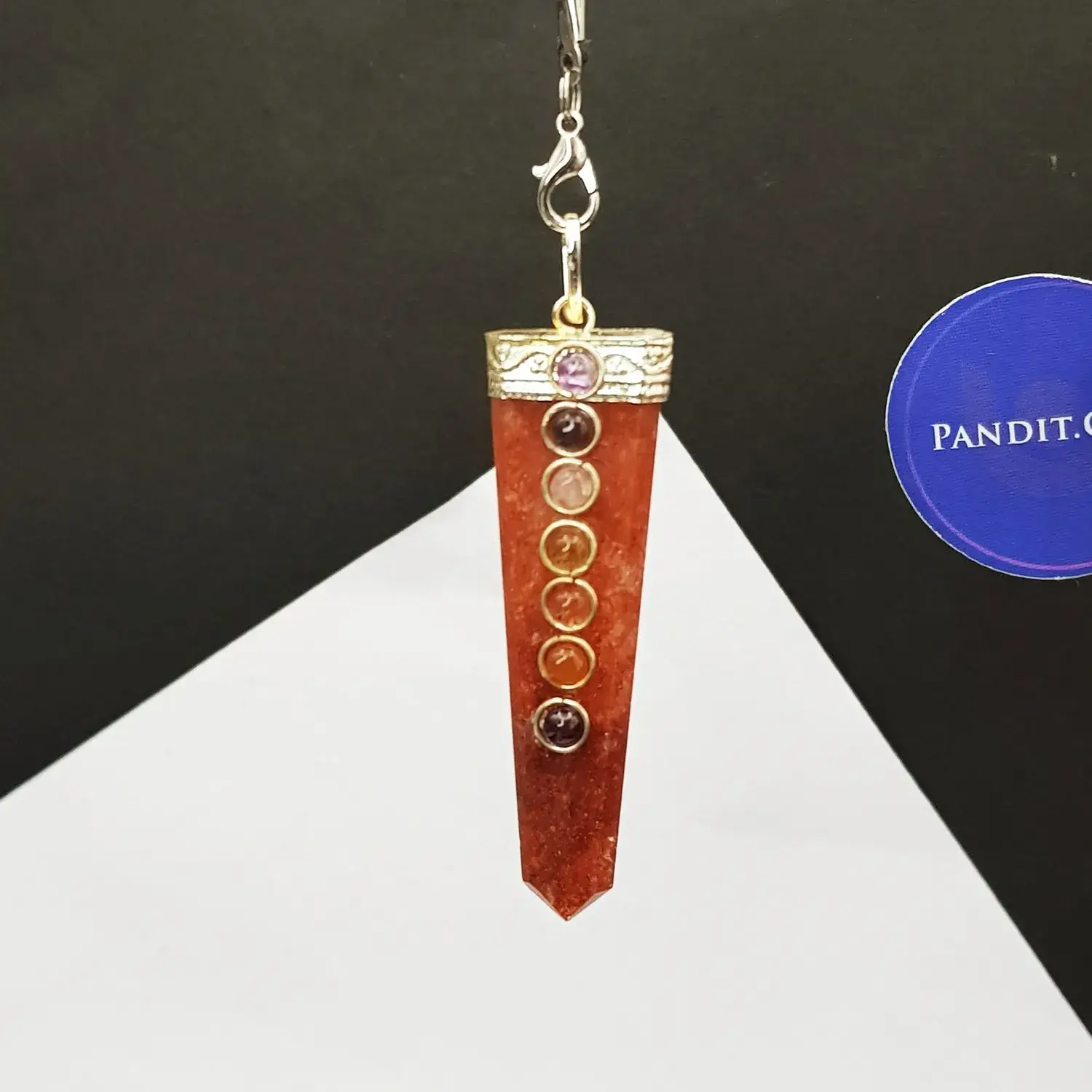 Red Aventurine 7 Chakra Pencil Pendant - Image 3