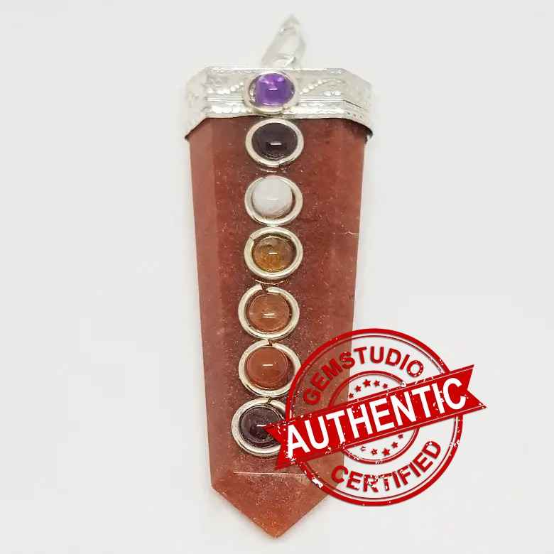 Red Aventurine 7 Chakra Pencil Pendant - Image 5