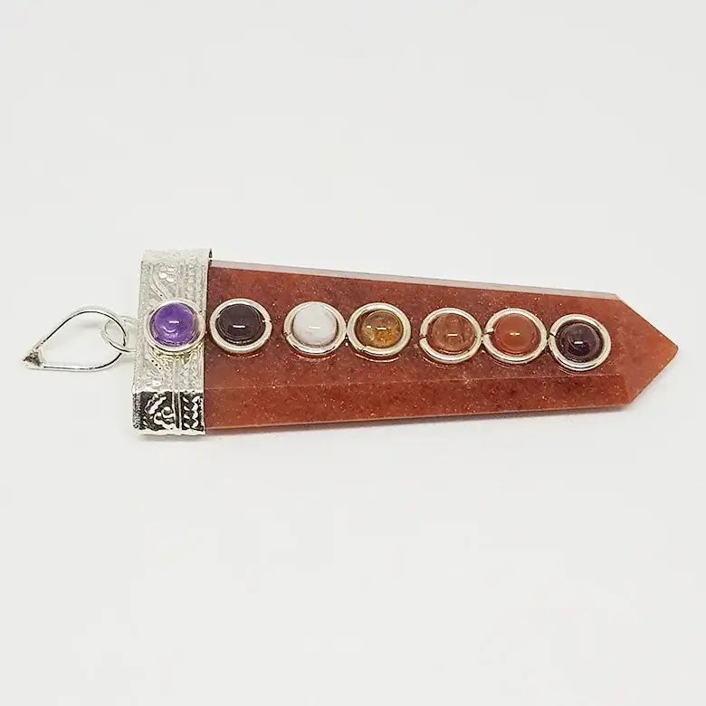 Red Aventurine 7 Chakra Pencil Pendant - Image 6