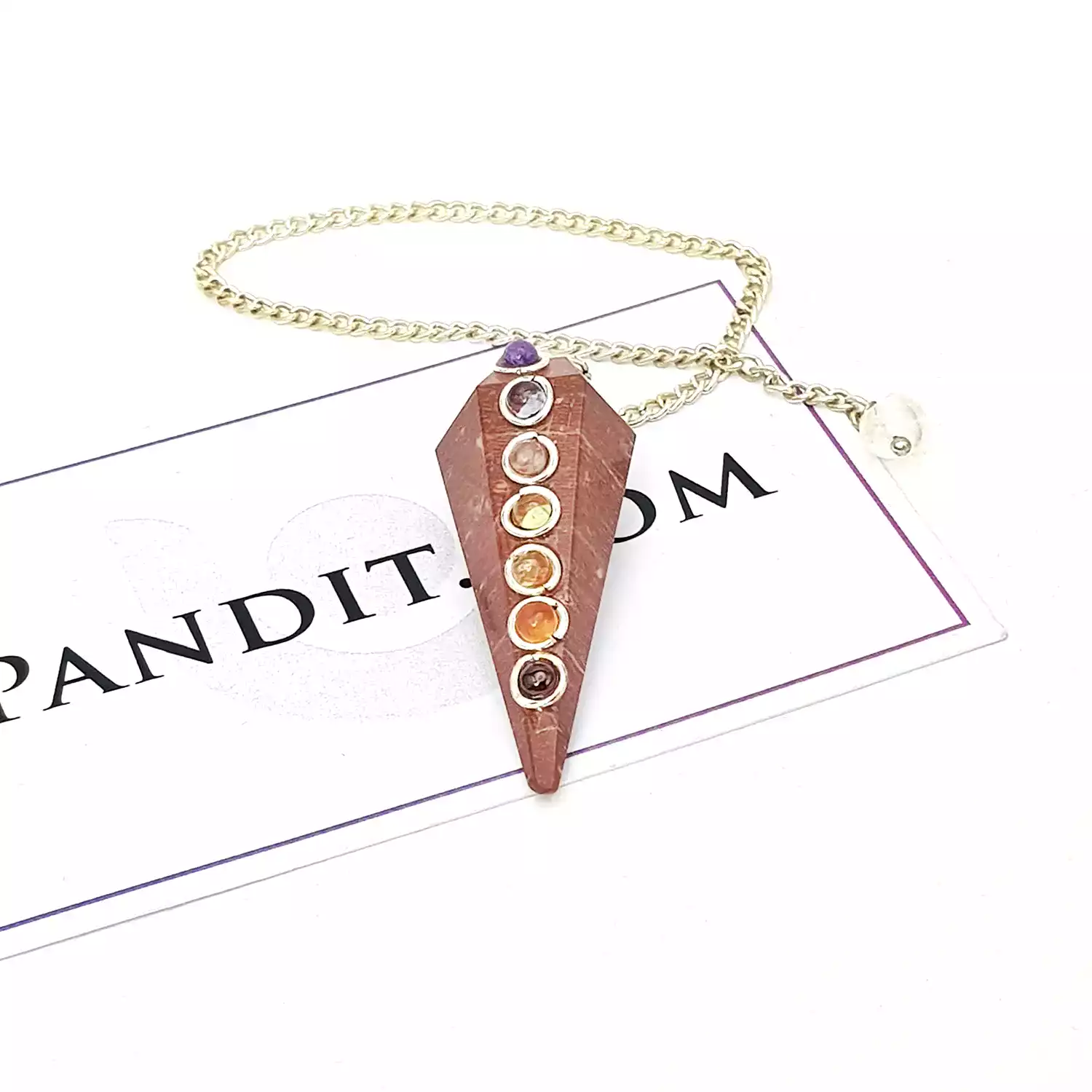 Red Jasper 7 Chakra Dowsing Pendulum - For Feng Shui & Vastu - Image 3