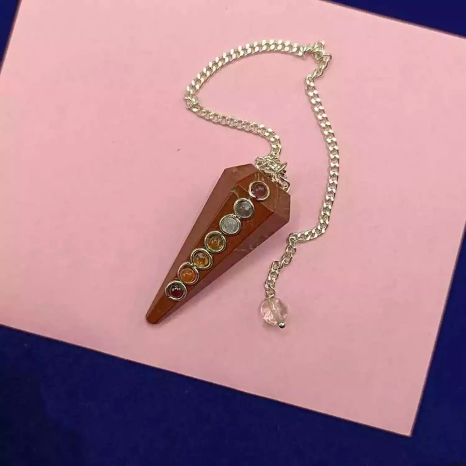 Red Jasper 7 Chakra Dowsing Pendulum - For Feng Shui & Vastu - Image 4
