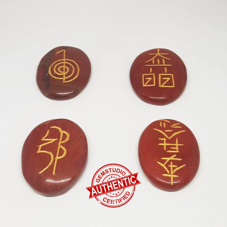 Red Jasper Reiki Symbol Healing Stones Set - For Motivation - Image 3