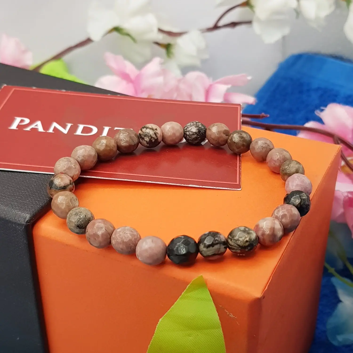 Rhodonite Crystal Diamond Cut Bracelet - To Kill Social Anxiety