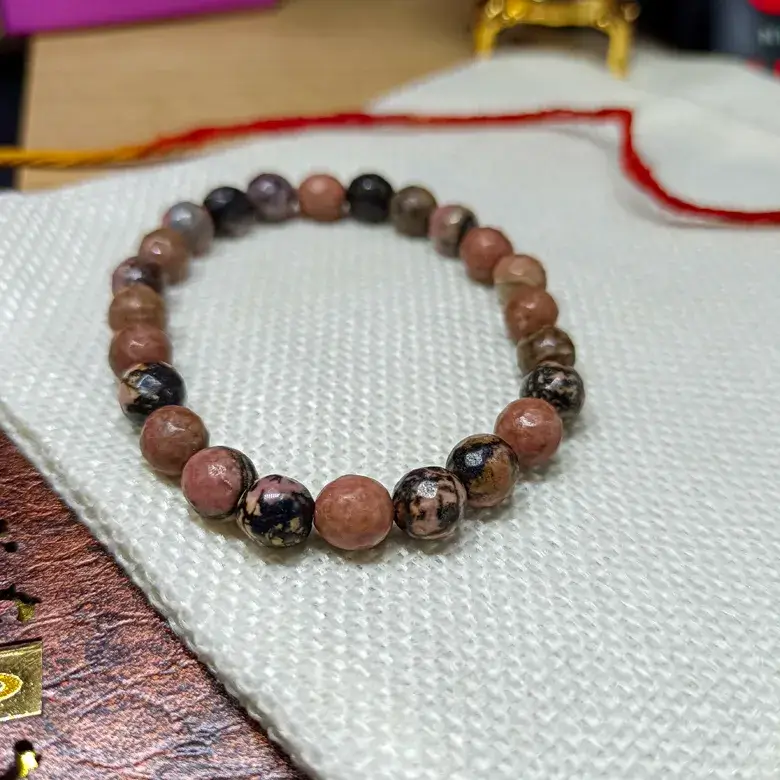Rhodonite Crystal Diamond Cut Bracelet - To Kill Social Anxiety - Image 4