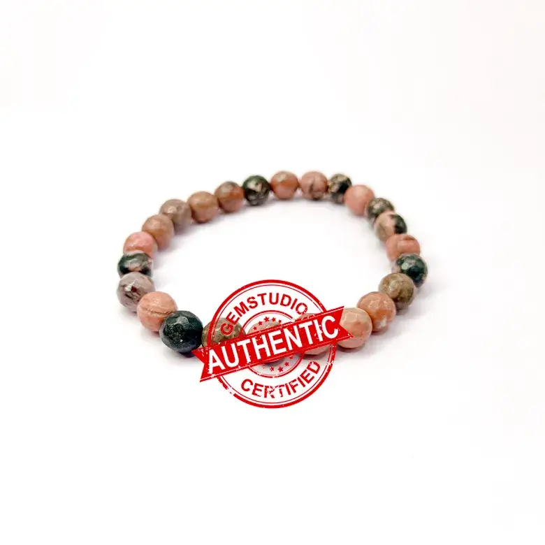 Rhodonite Crystal Diamond Cut Bracelet - To Kill Social Anxiety - Image 7