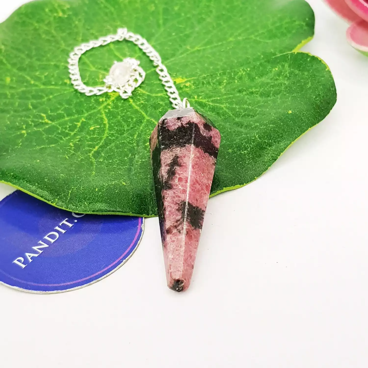 Rhodonite Crystal Dowsing Pendulum - Image 2