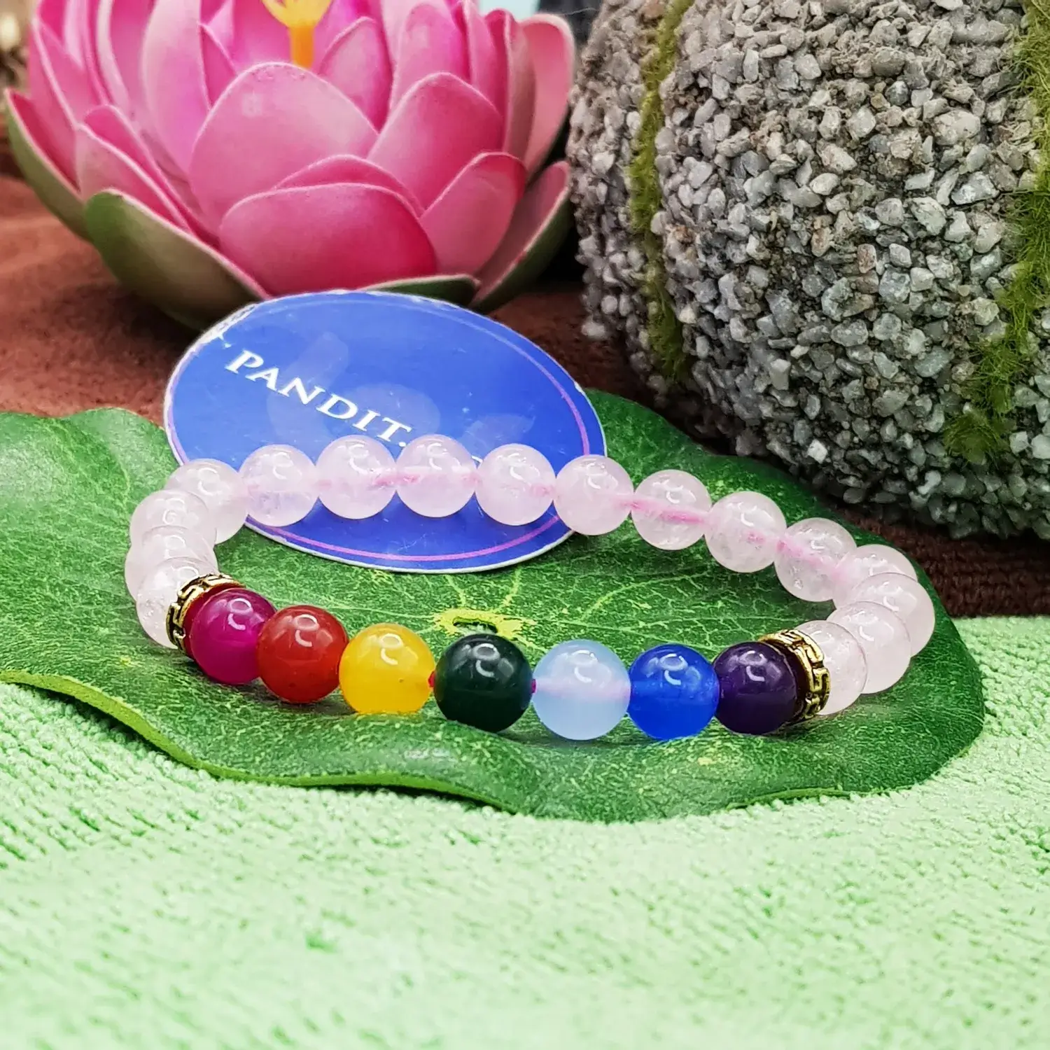 Rose Quartz 7 Chakra Bracelet - To Attract Love and Fame - Image 2