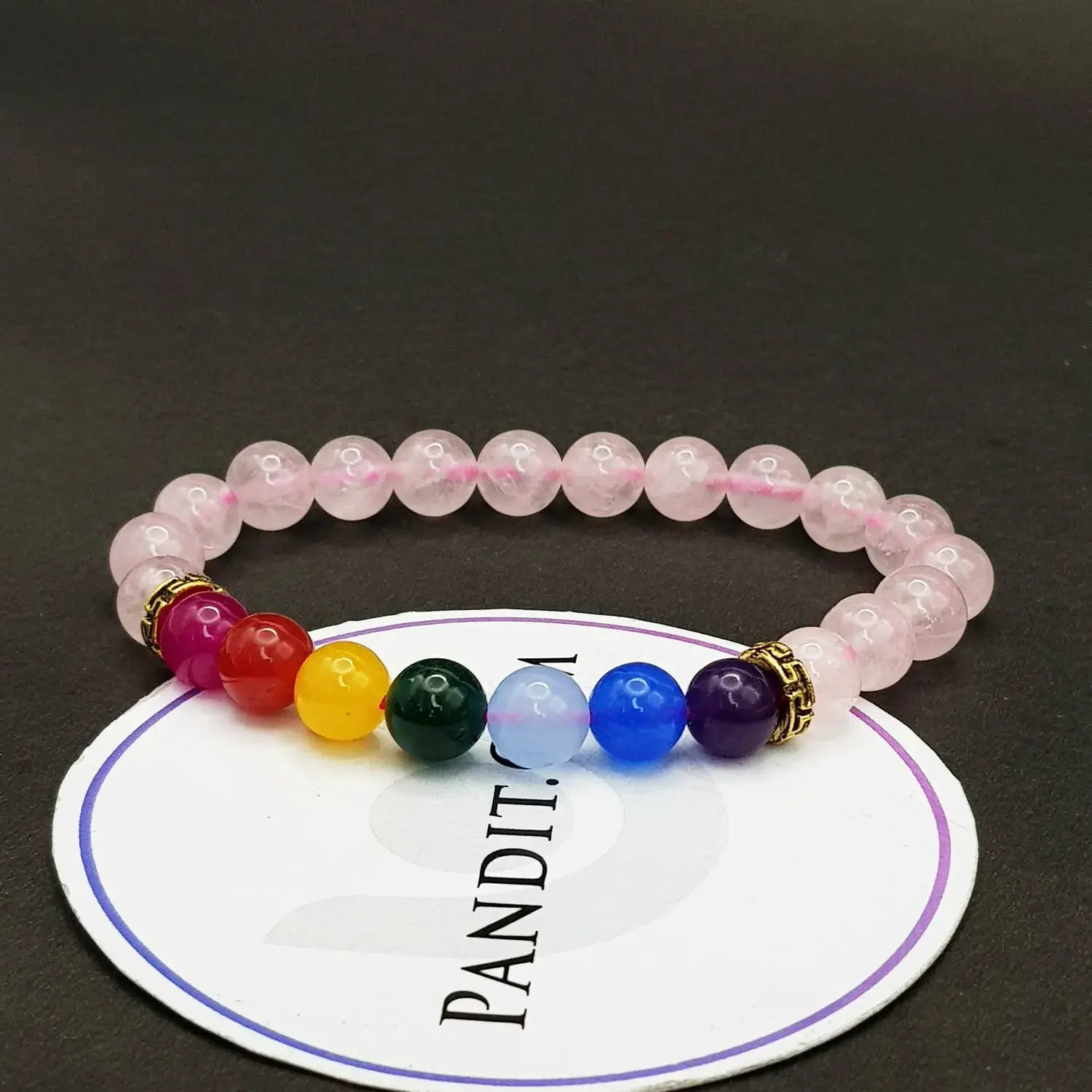 Rose Quartz 7 Chakra Bracelet - To Attract Love and Fame - Image 3