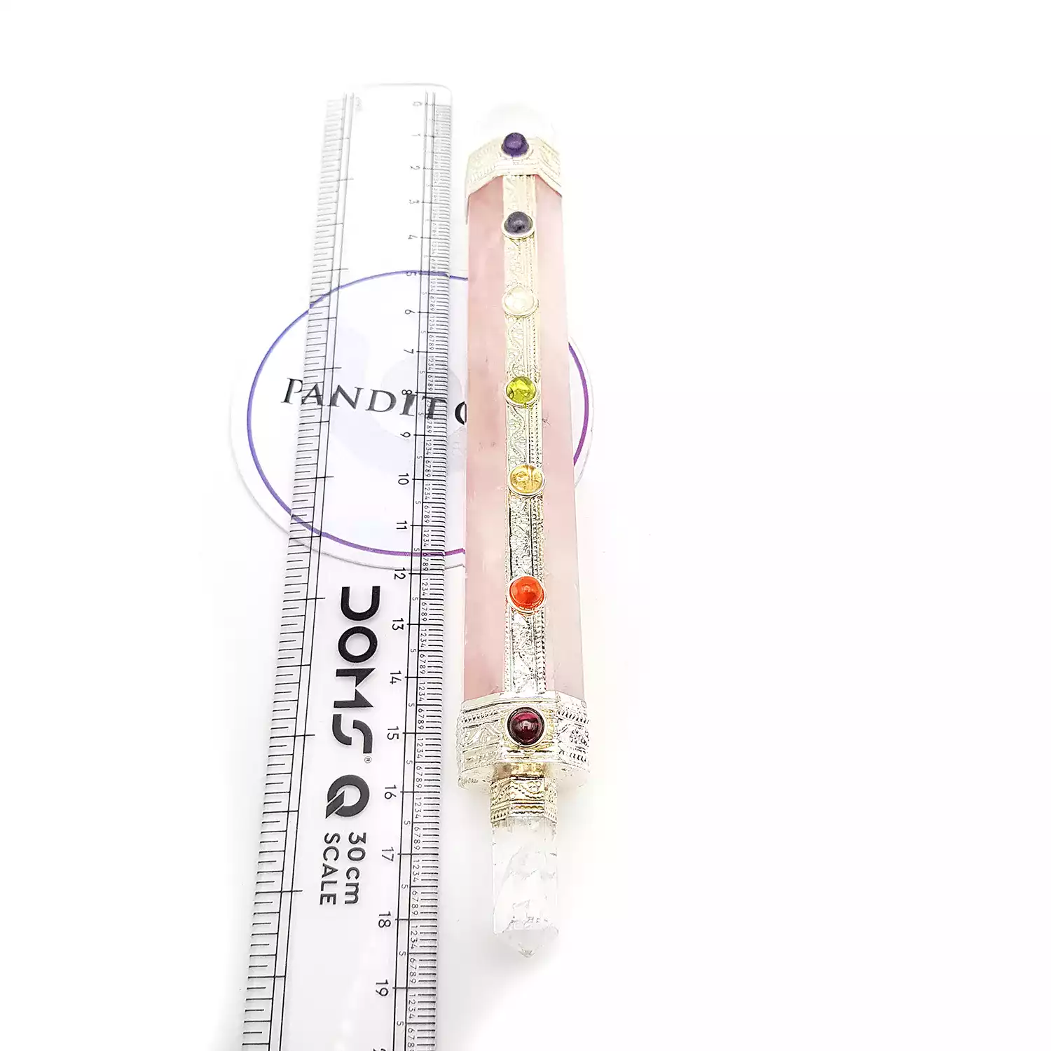 Rose Quartz 7 Chakra Healing Stone Wand - To Attract Love - Image 4
