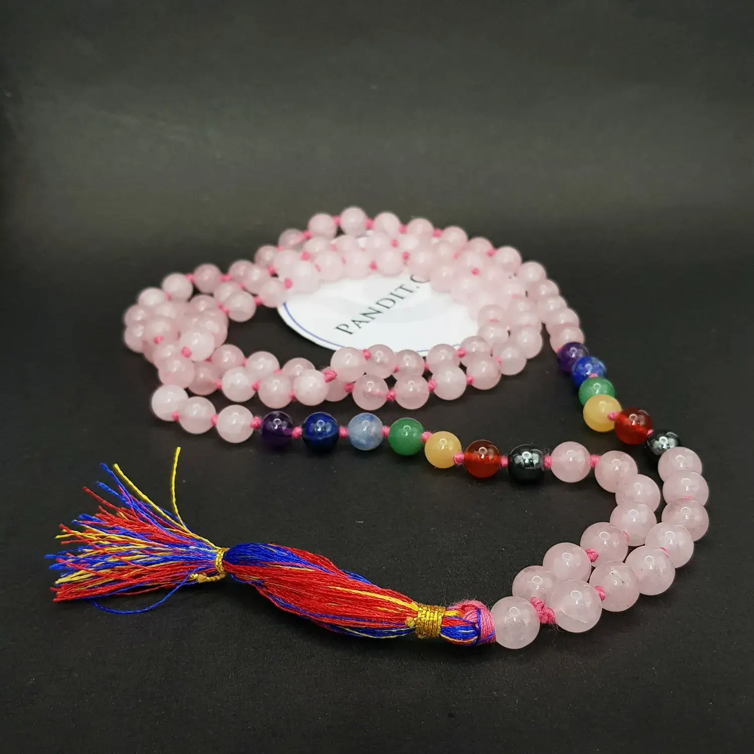 Rose Quartz 7 Chakra Mala - To Maintain Youth & Rise to Fame - Image 3