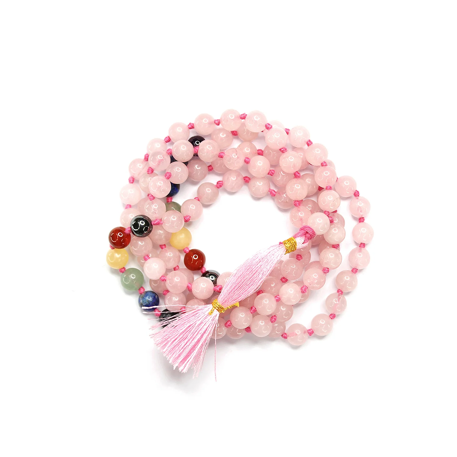 Rose Quartz 7 Chakra Mala - To Maintain Youth & Rise to Fame - Image 4