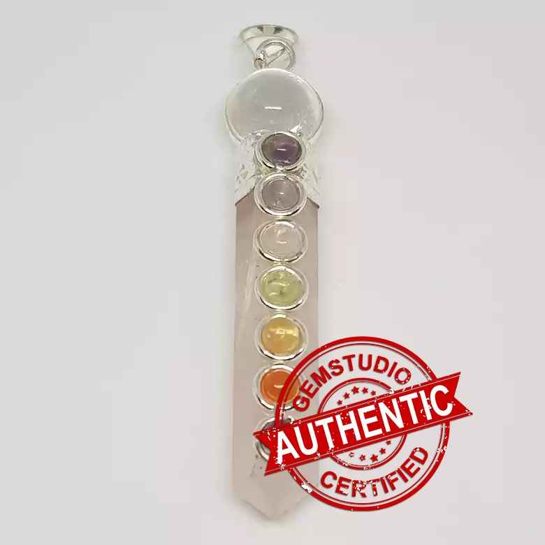 Rose Quartz 7 Chakra Pendant - Image 4