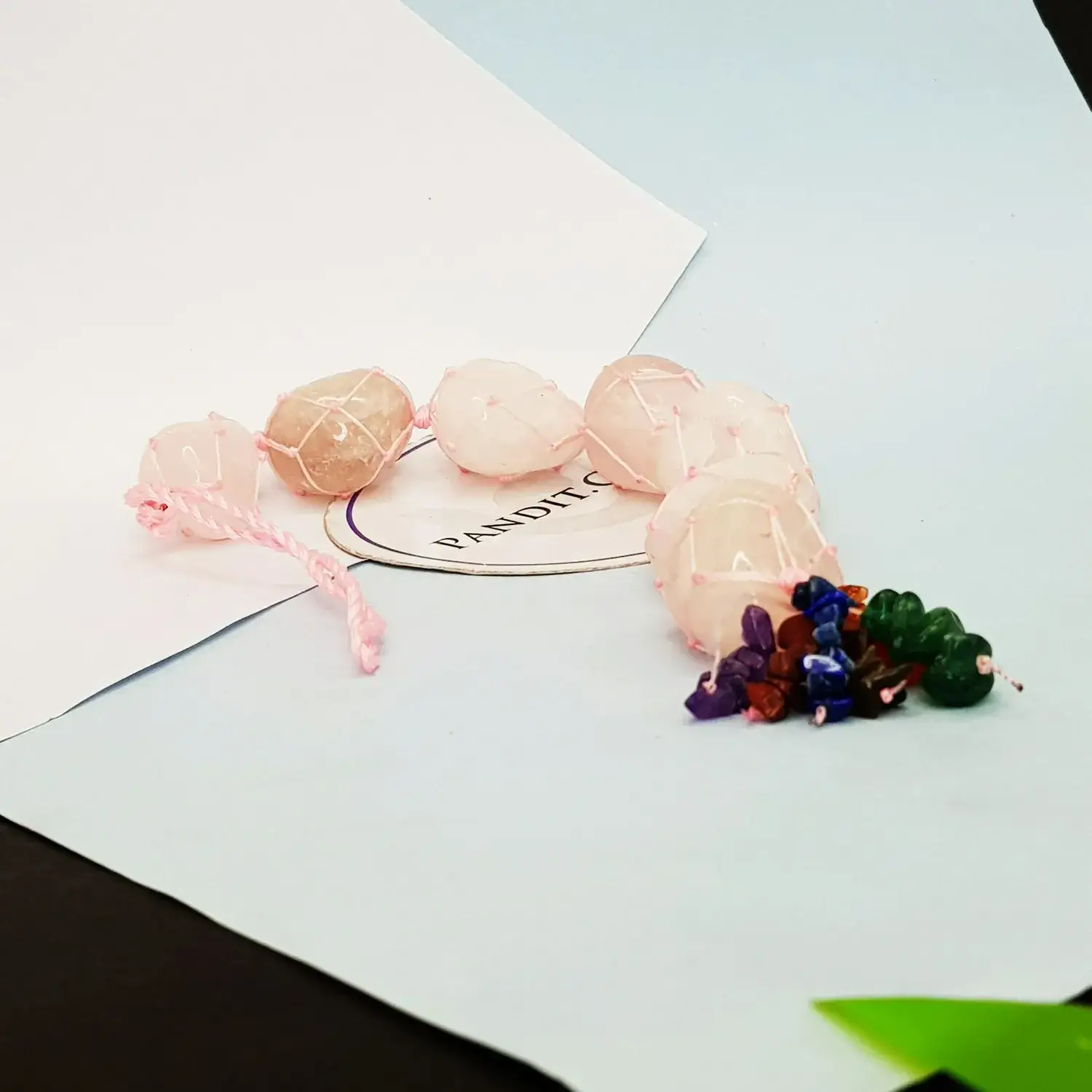 Rose Quartz Car Hanging Tumble Stones - Image 3