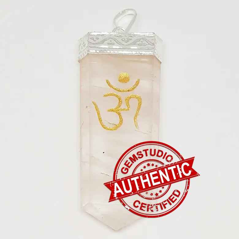 Rose Quartz Om Pencil Pendant - Image 5