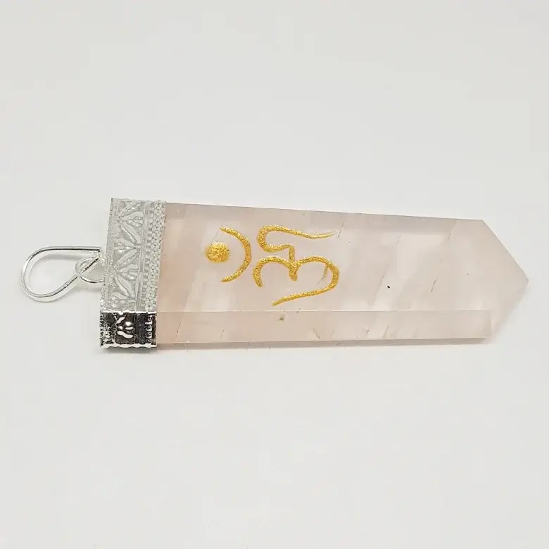 Rose Quartz Om Pencil Pendant - Image 6
