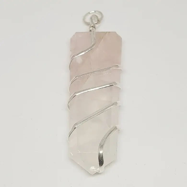 Rose Quartz Spiral Pencil Pendant - Image 3