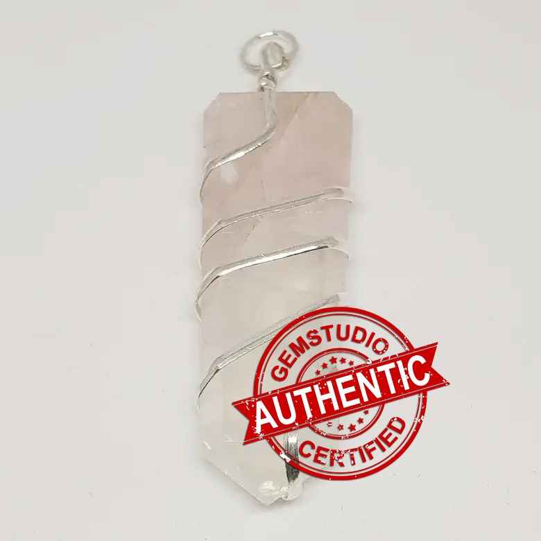 Rose Quartz Spiral Pencil Pendant - Image 4