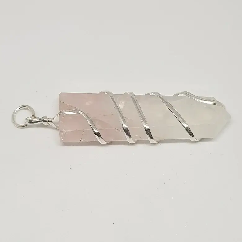 Rose Quartz Spiral Pencil Pendant - Image 5