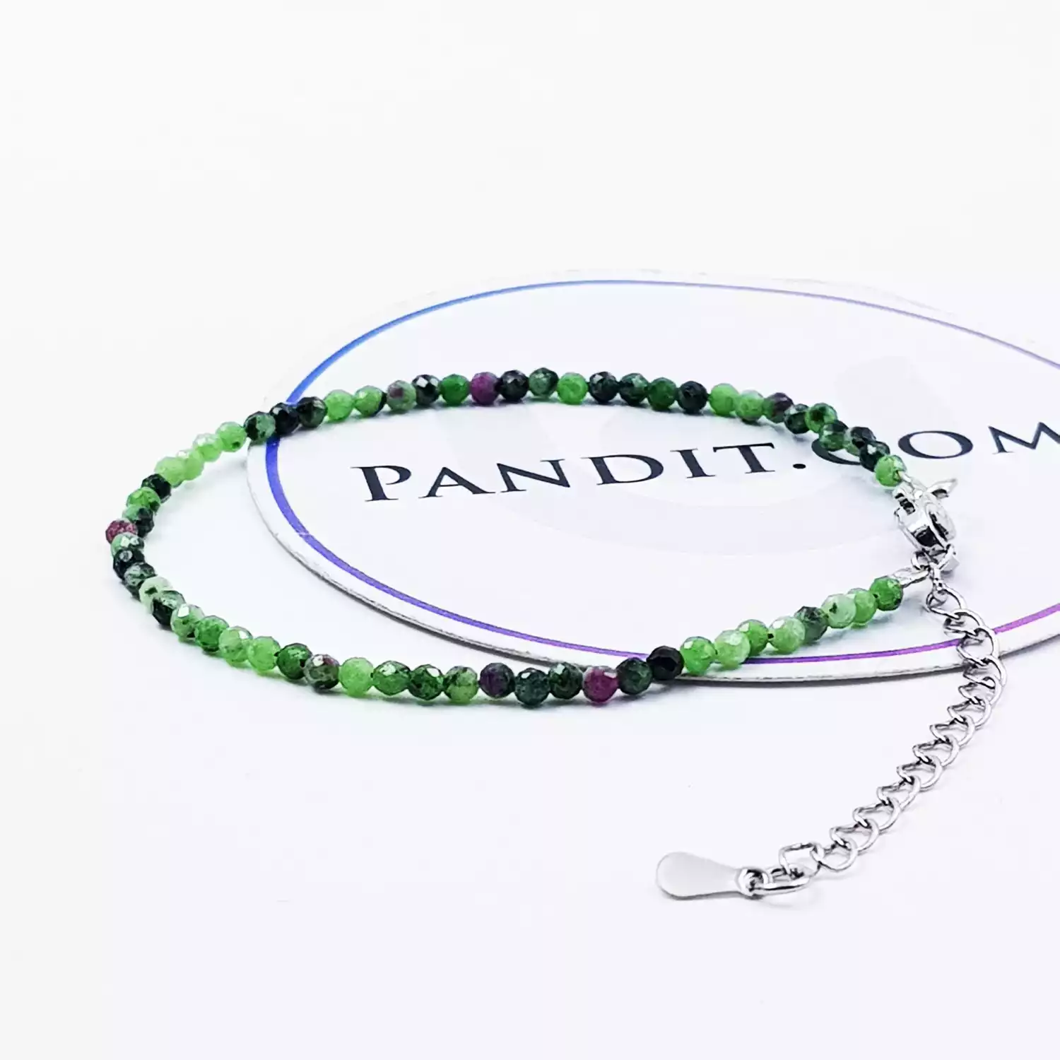 Ruby Zoisite Adjustable Diamond Cut Bracelet - Image 2