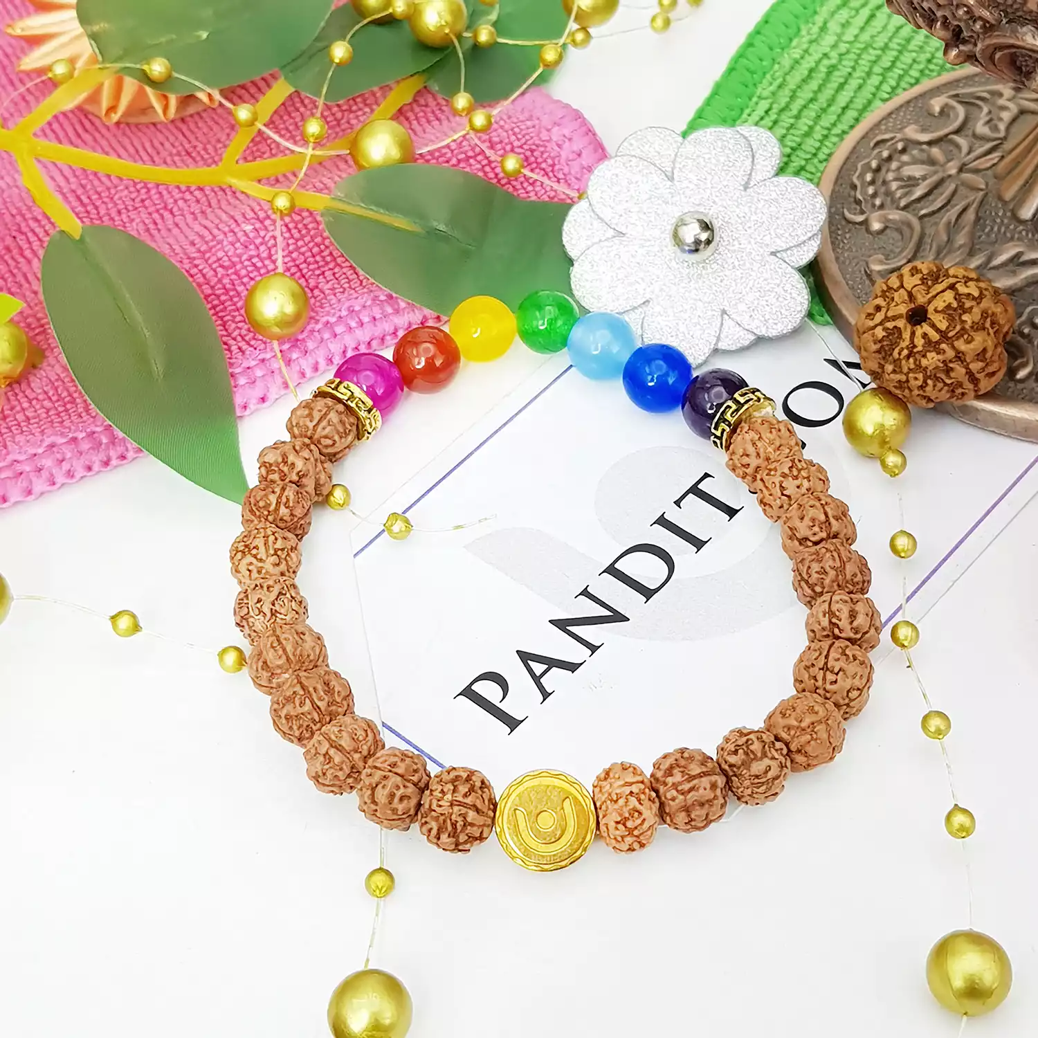 Rudraksha 7 Chakra Bracelet - Boost Spiritual Growth & Practice