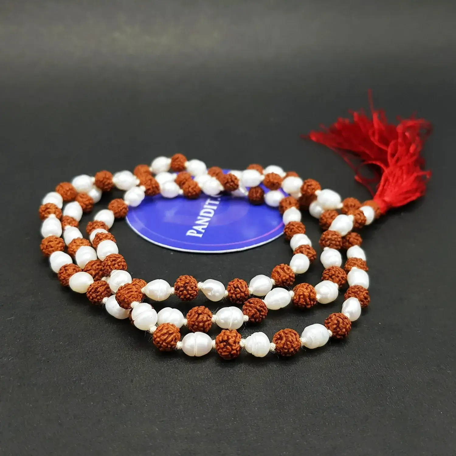 Rudraksha Mala with White Pearl Beads - To Treat Brain Issue - Image 3