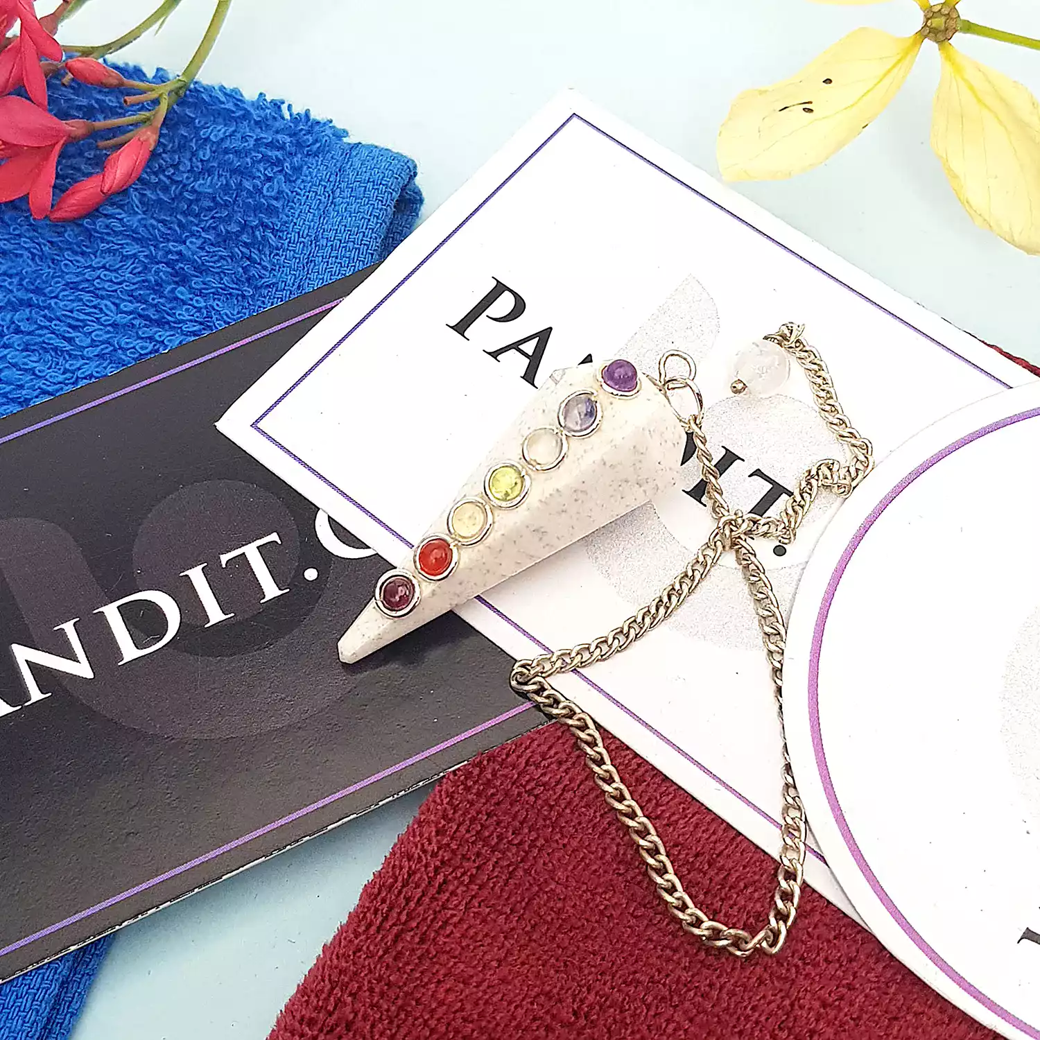Scolecite 7 Chakra Dowsing Pendulum - For Deep Inner Peace