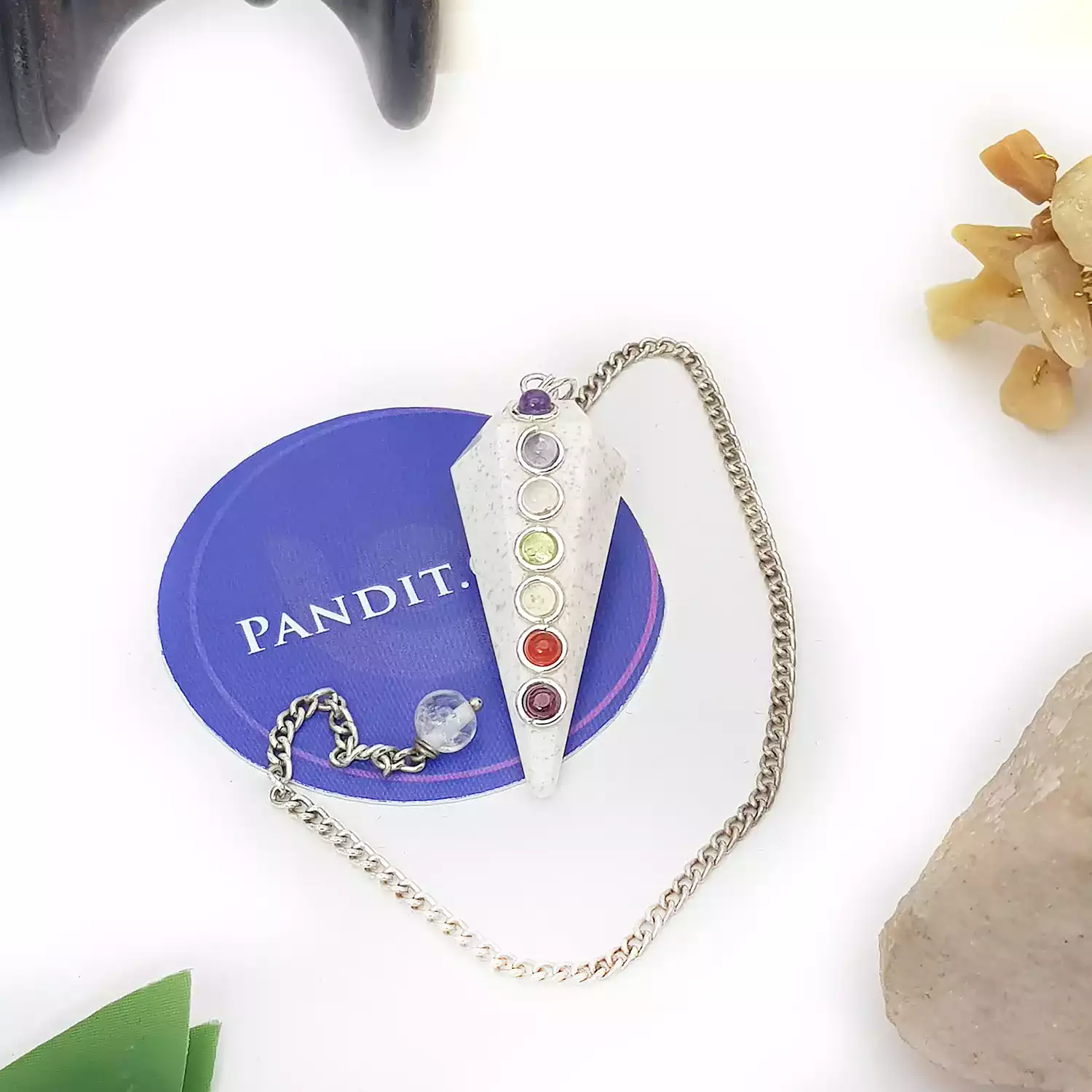 Scolecite 7 Chakra Dowsing Pendulum - For Deep Inner Peace - Image 2