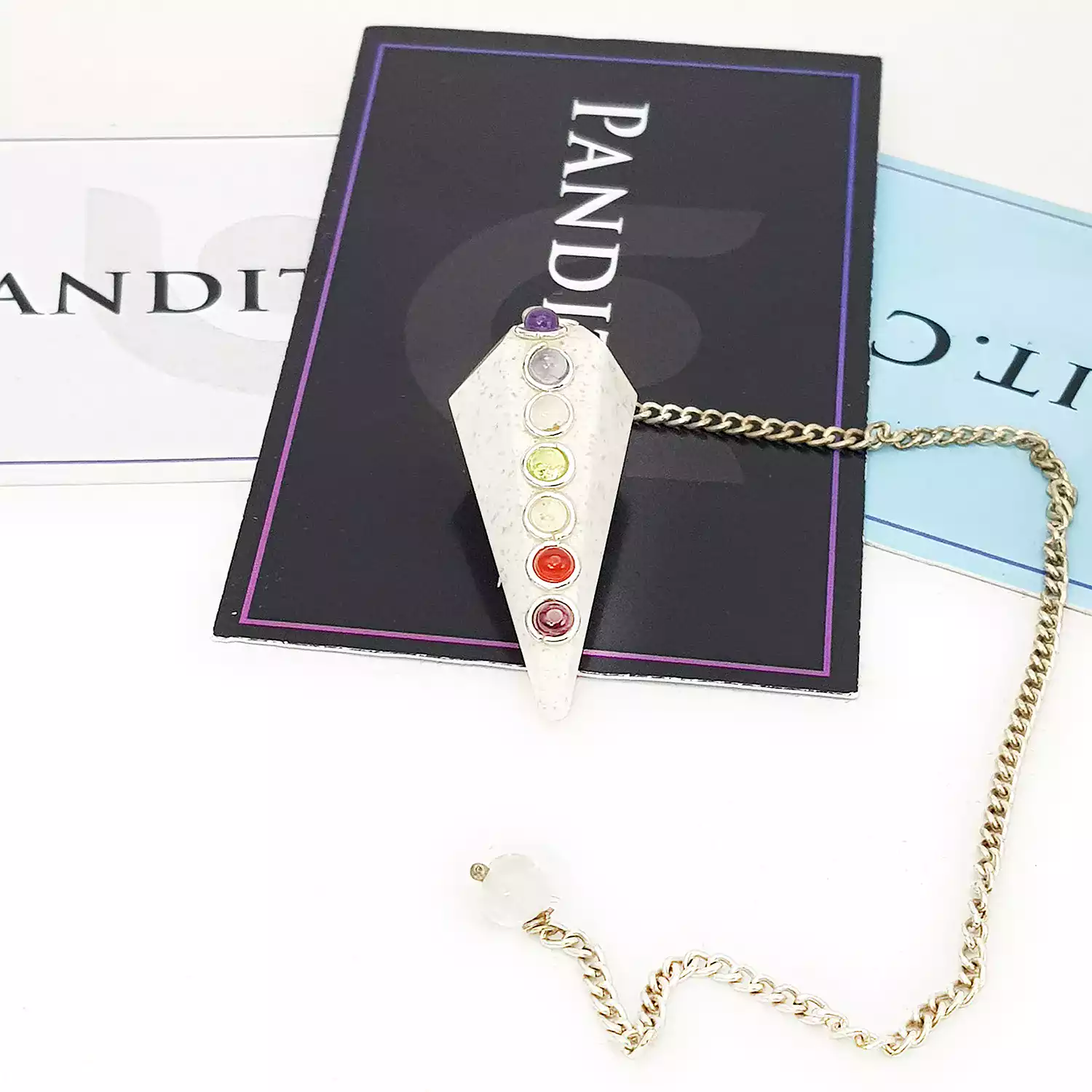 Scolecite 7 Chakra Dowsing Pendulum - For Deep Inner Peace - Image 3