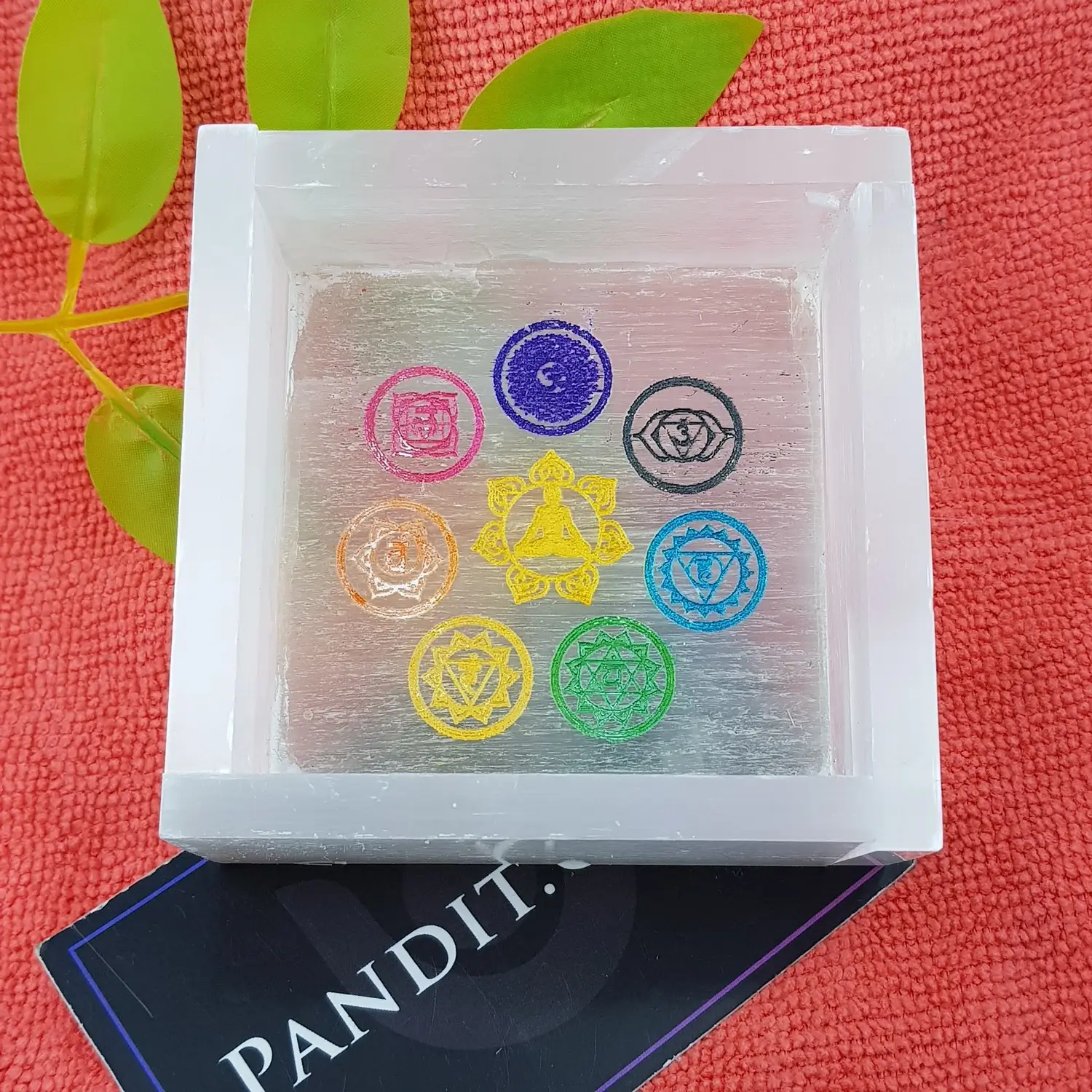 Selenite 7 Chakra Buddha Square Charging Bowl - Image 10