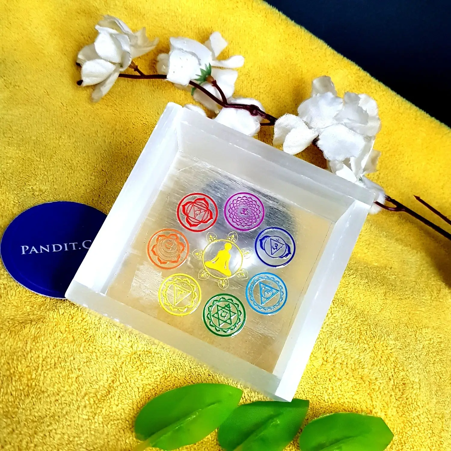 Selenite 7 Chakra Buddha Square Charging Bowl - Image 11