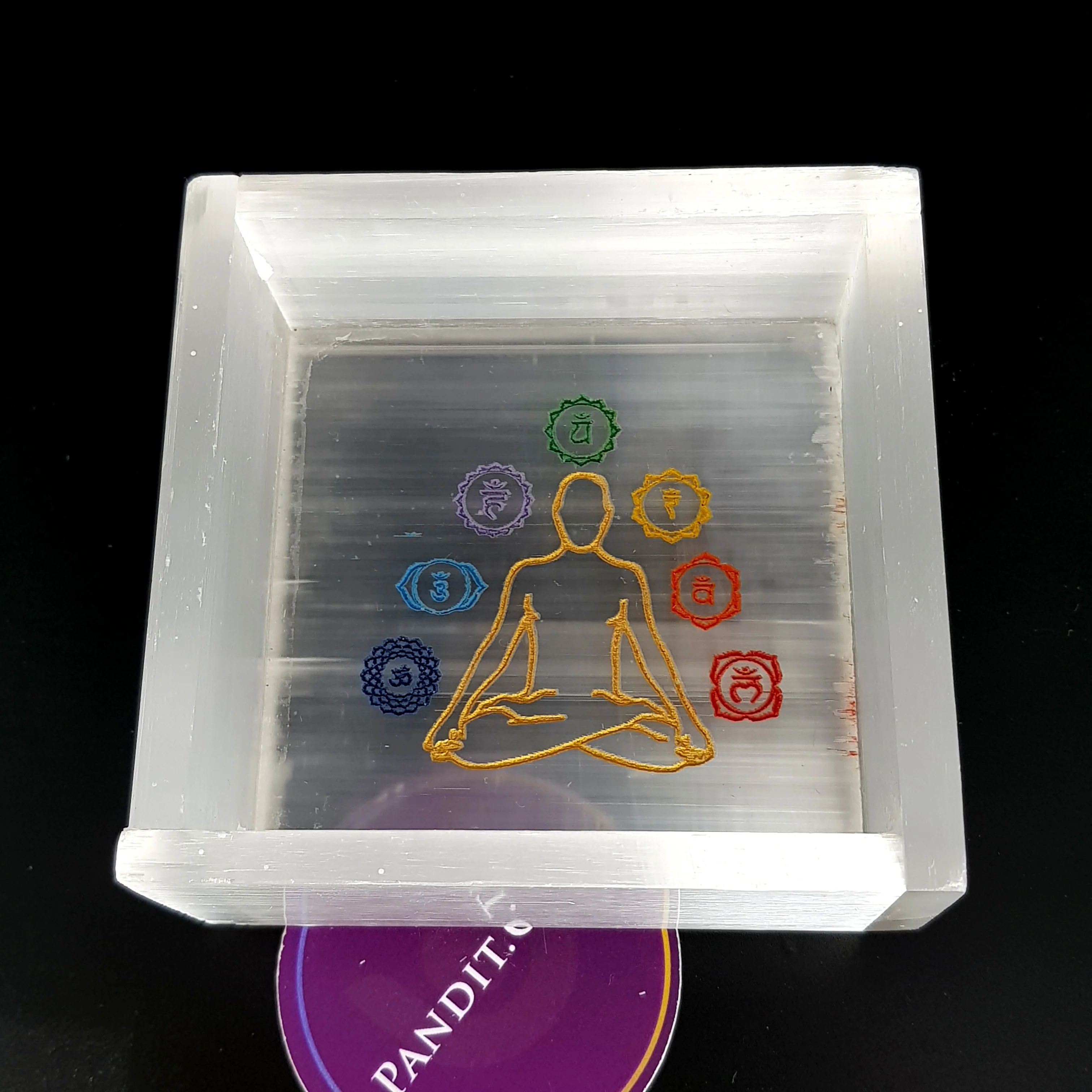Selenite 7 Chakra Buddha Square Charging Bowl - Image 3