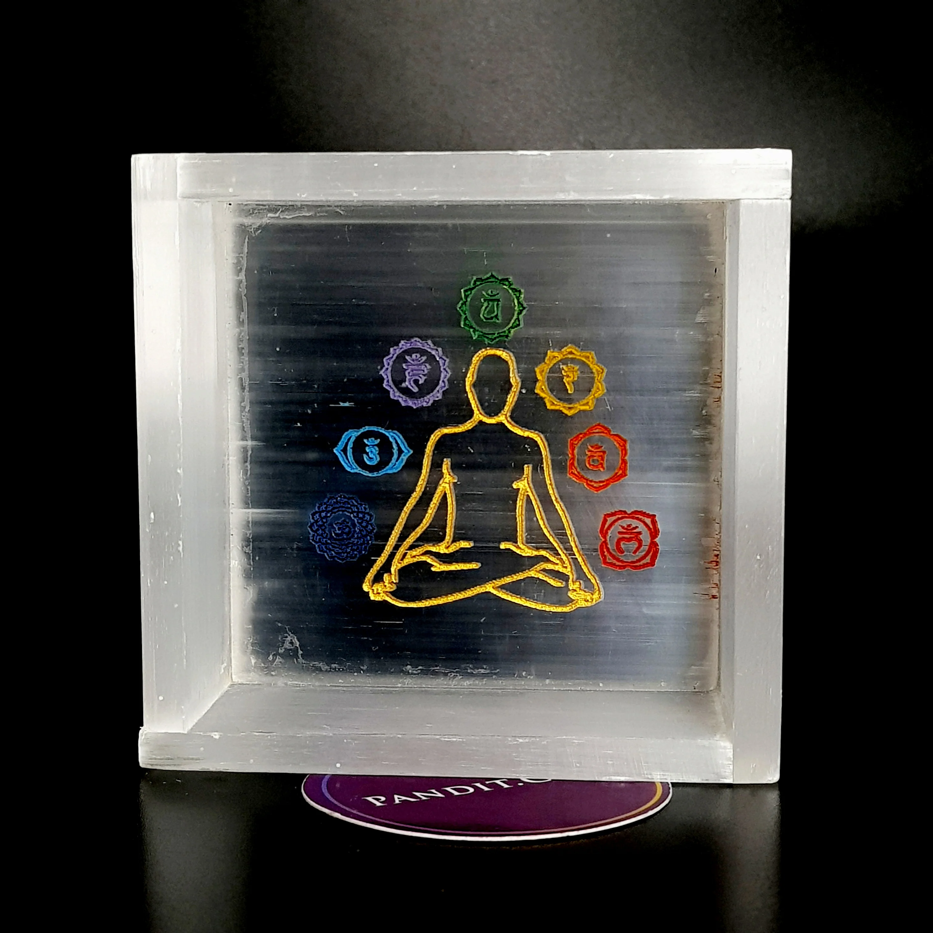 Selenite 7 Chakra Buddha Square Charging Bowl - Image 4
