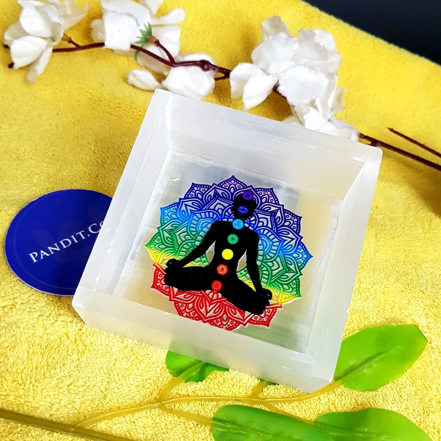 Selenite 7 Chakra Buddha Square Charging Bowl - Image 5