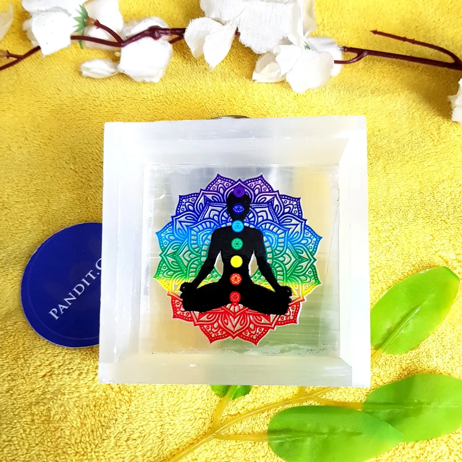 Selenite 7 Chakra Buddha Square Charging Bowl - Image 6